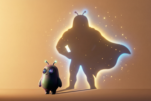 Illustration of a child as the main character in a fantasy adventure